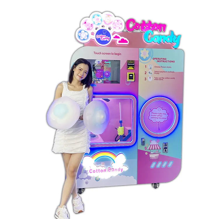 Brand New Floss Maker Pink With Bubble Cover Commercial Electric/perfect /full-automatic Cotton Candy Vending Machine