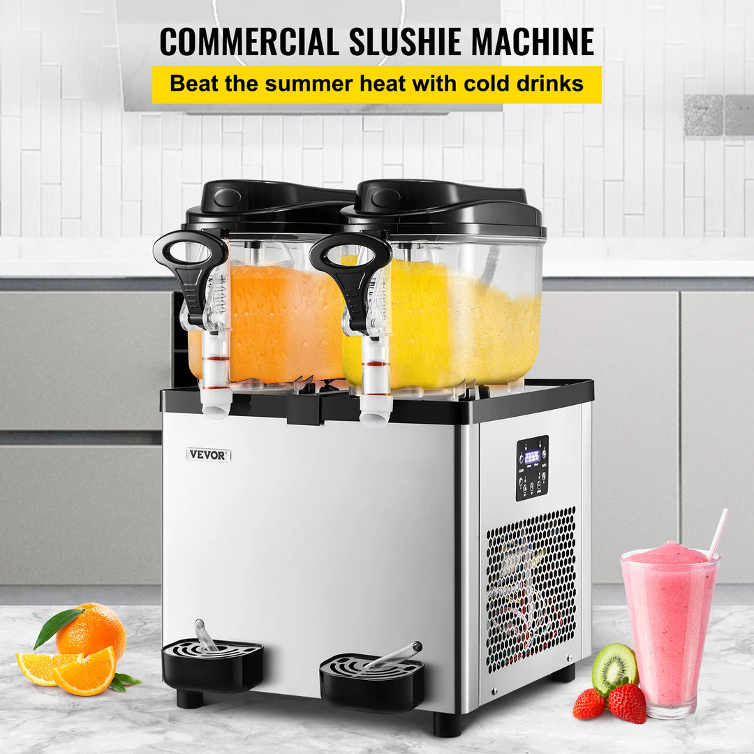 VEVOR 2x6L Commercial Beverage Slush Machine Frozen Drink Juice Dispenser Ice-Cool Smoothie Maker Equipment for Restaurant Bar