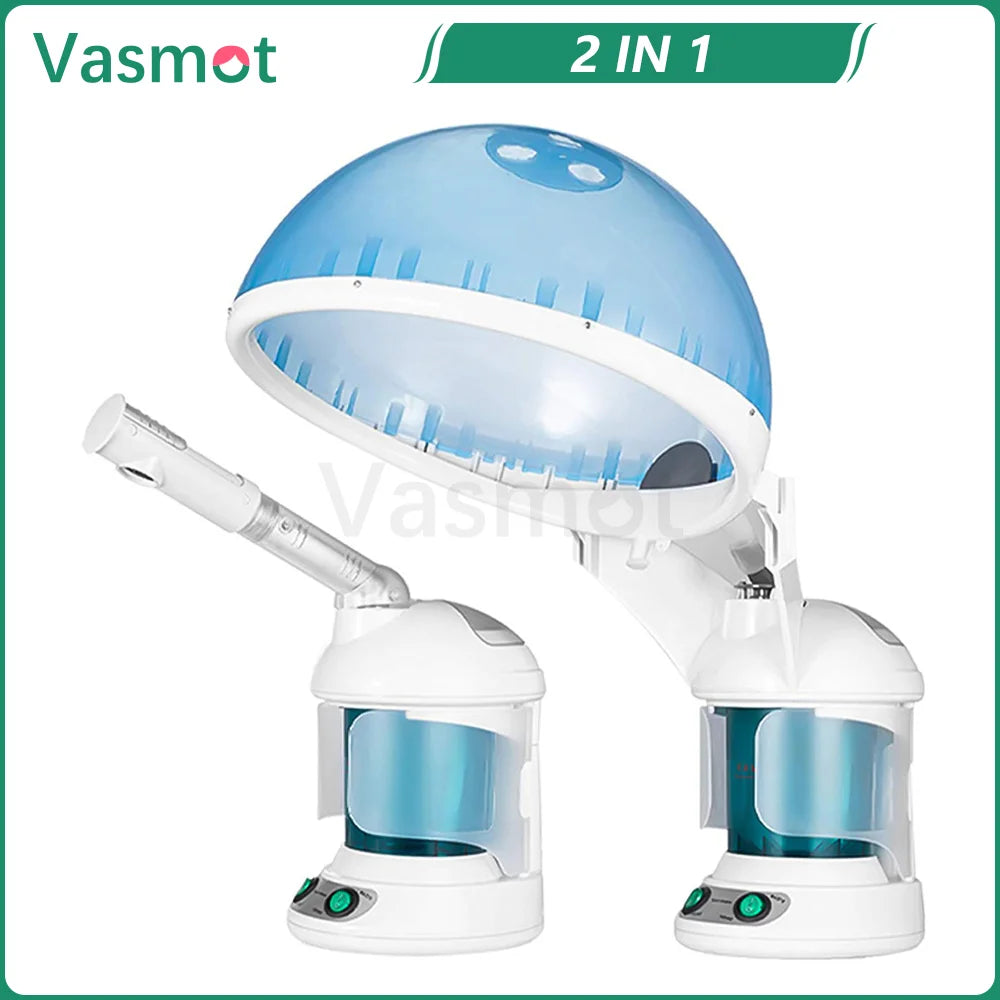 2 in 1 Hair Facial Steamer Air Humidifier Hot Mist Moisturizing For Facial Sauna Hydration Skin Care Home Salon Face Atomizer