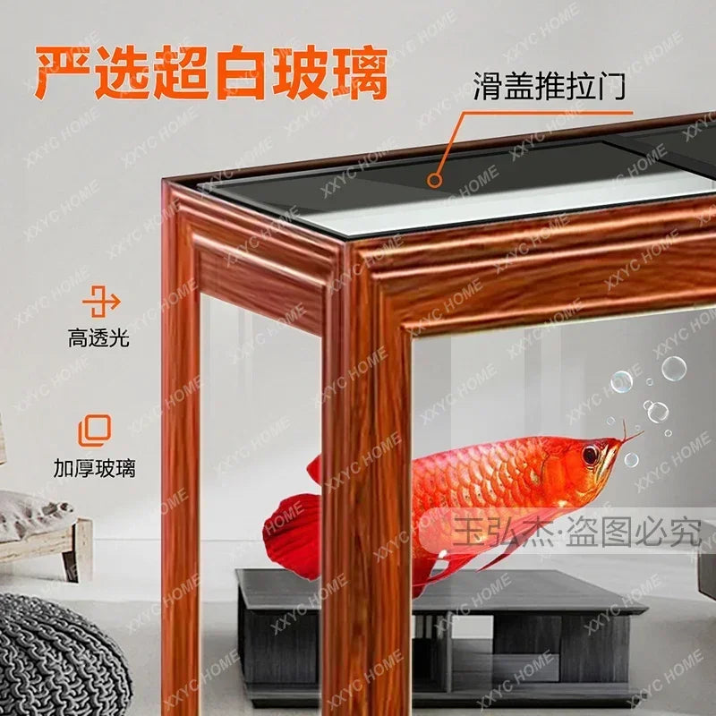 Chinese Fish Tank Living Room Screen Bottom Filter Large Dragon Fish Tank Lazy Change Water Ecological Aquarium