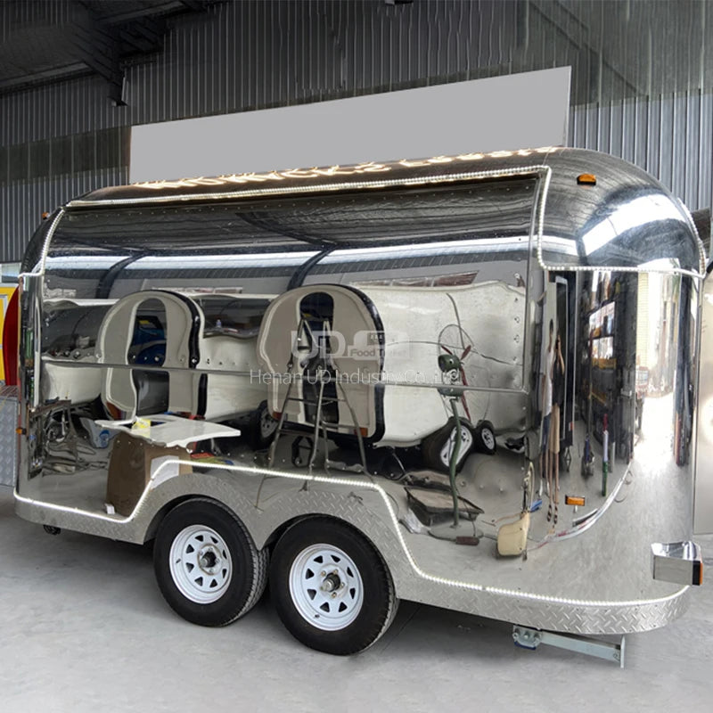 DOT/CE Airstream Food Truck Coffee Catering Mobile Bar Concession Food Trailer Caravan with Full Kitchen Equipments