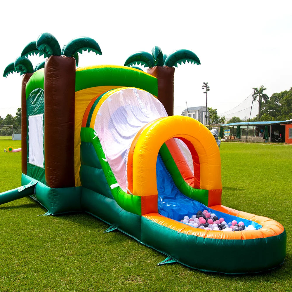 20ft Inflatable PVC Bounce House With Slide Water Pool & Basketball Hoop Commercial Bouncy Castle Jumping Bouncer for Kids