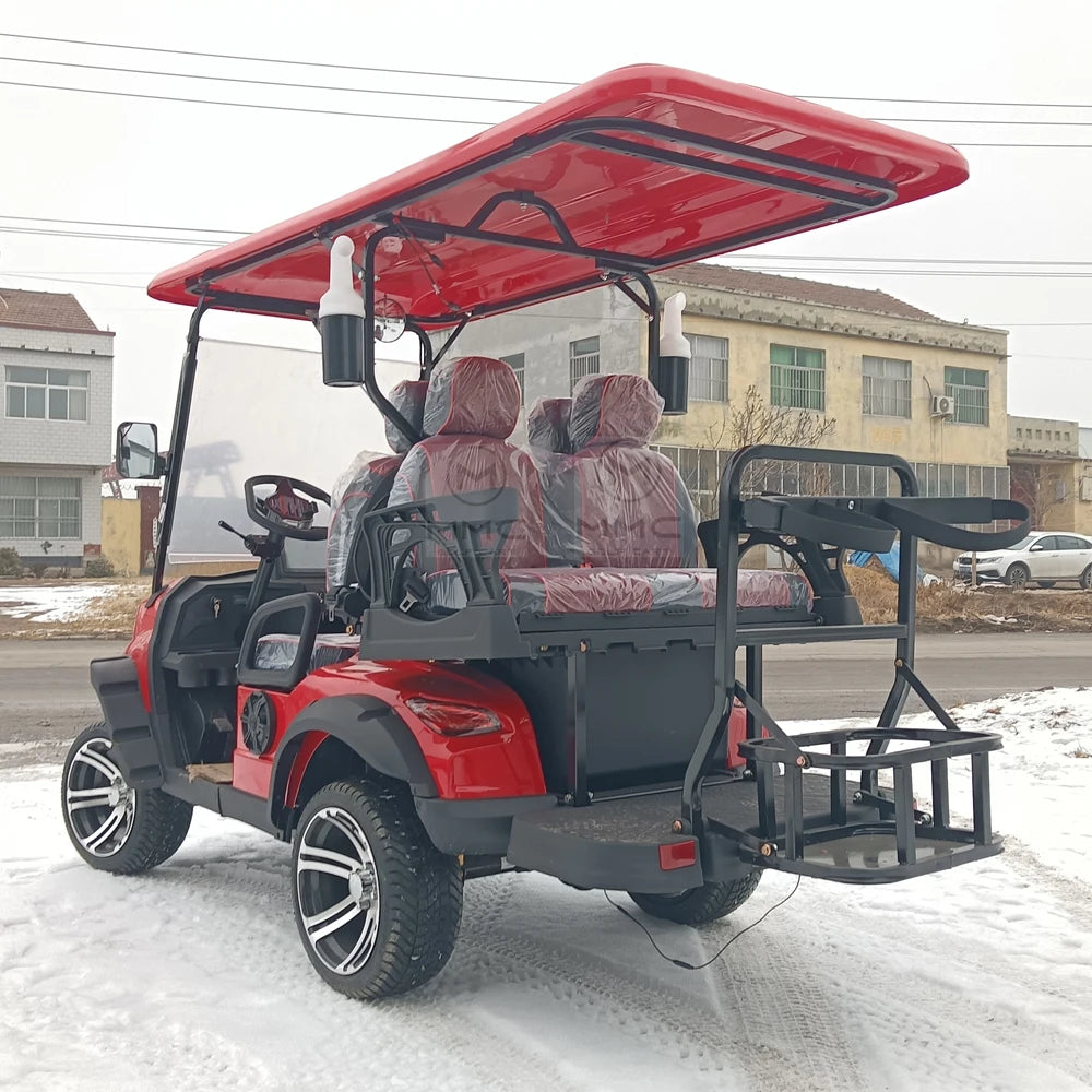 2024 New Model Style 2 4 seat Sightseeing Bus Club Cart Electric Golf Cart with Golf Bag Rack and Bottles