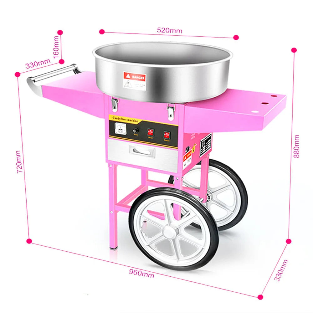 Industrial Fairy Pink Candy Sugar Maker Vending Commercial Cotton Candy Floss Maker Cart Machine For Sale