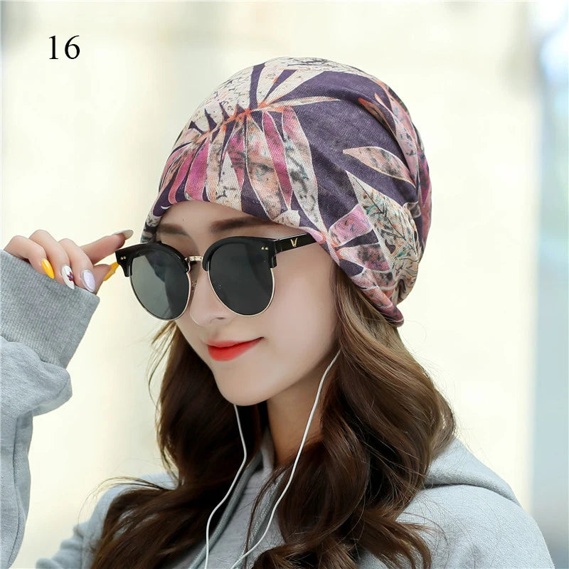 Women's Beanies Caps Printed Pullover Cap Chemotherapy Cap Pile Pile Cap Outdoor Hat Turban Cap Spring and Summer Breathable Cap