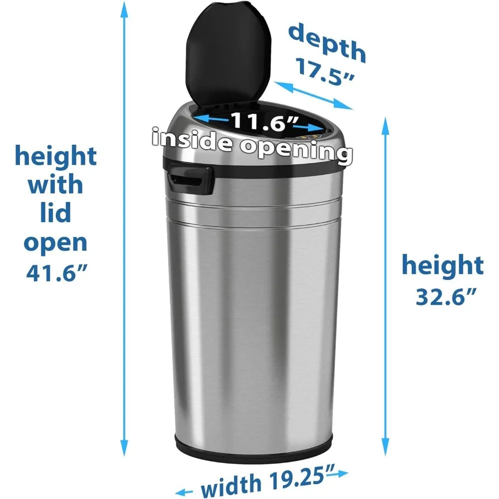 23 Gallon Commercial Size Touchless Trash Can With AbsorbX Odor Control System Bin Stainless Steel Dustbin Household Cleaning