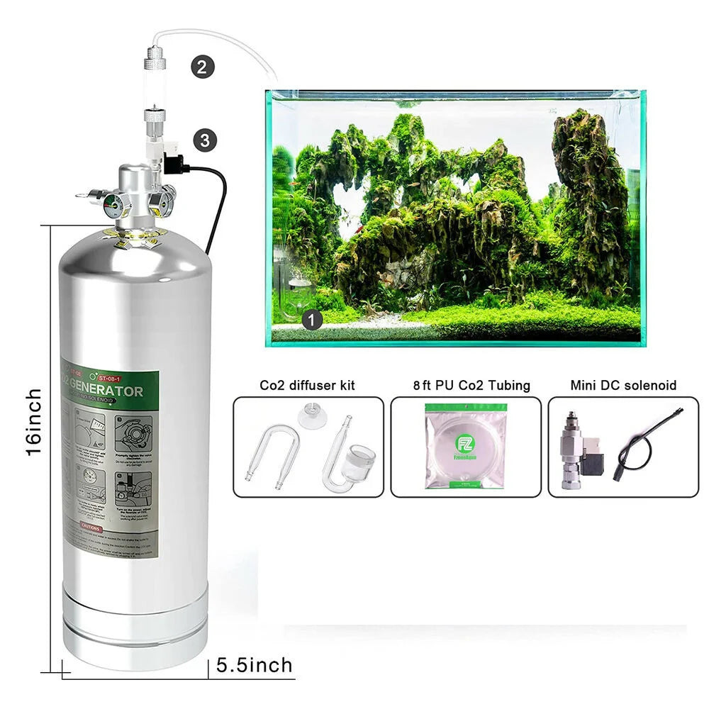 Aquarium 2.5/4L CO2 Generator Stainless Steel CO2 Cylinder Generator Reaction System Set Fish Tank CO2 Plant Breeding Equipment