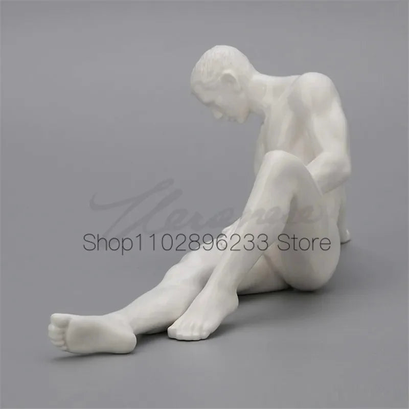 Naked Man Art Glazed Ceramic Statue Nude Male Figurines White Figure Sculpture Creative Craft Home Decor Accessories Modern Gift