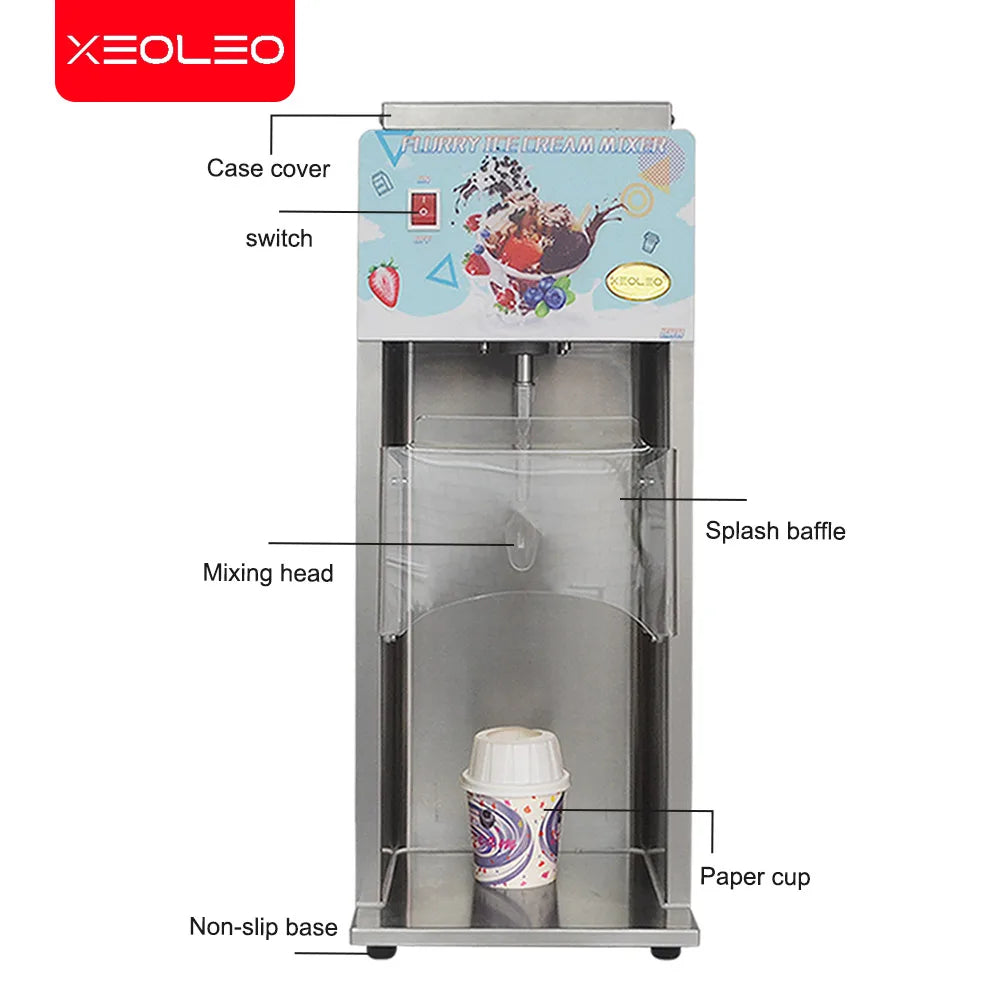 XEOLEO Commercial Automatic Ice Cream Mixer MC Flurry Machine Frozen Soft Ice Cream Blender 2500Rpm Yogurt Machine With Spoons