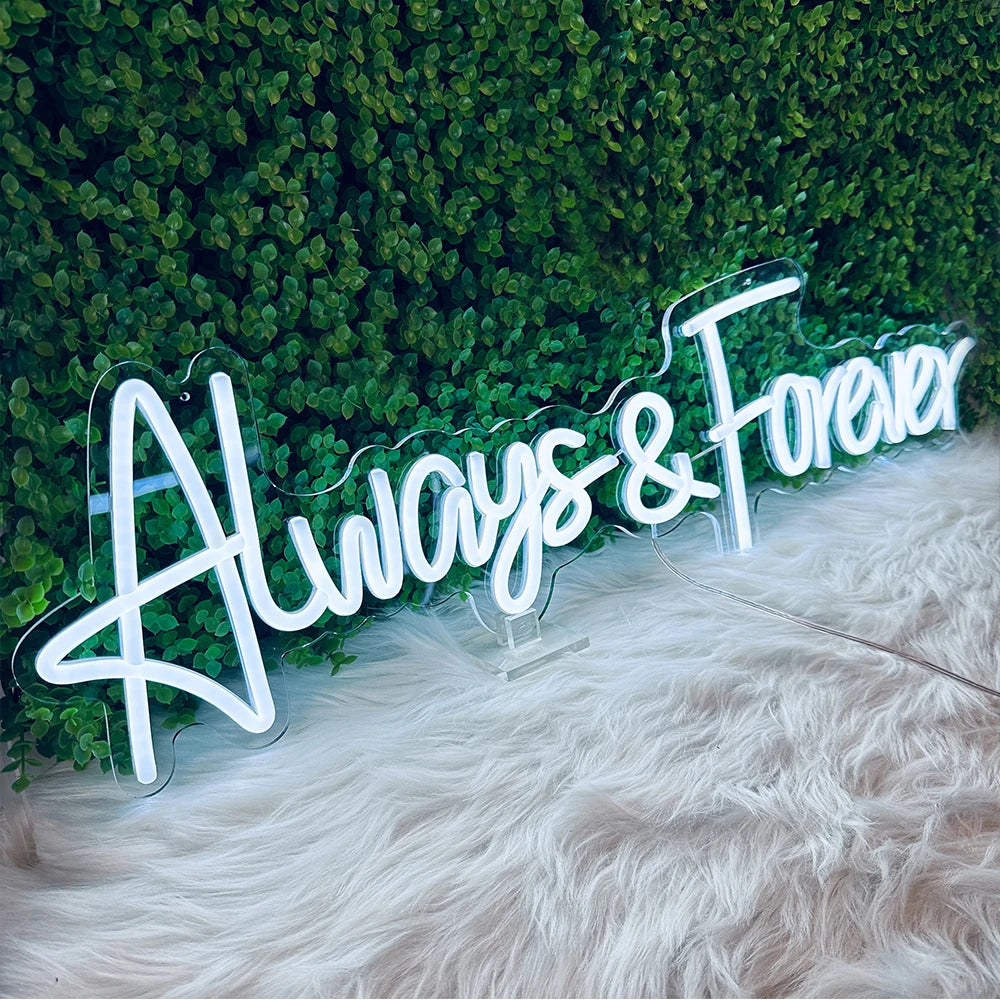 Neon Always & Forever Art Sign Wedding Proposal Favors 12v Bedroom Home Club Wall Decor Light Sign Dimmable