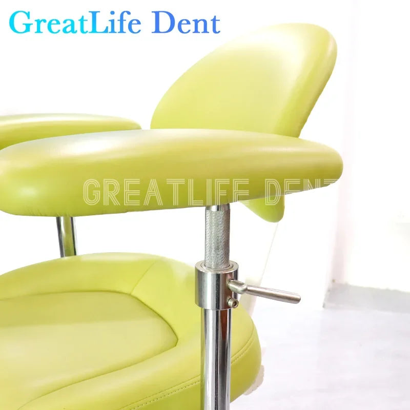 GreatLife Dent Dentist Chair Surgical Nurse's Stool with 360 Degree Rotation Armrest PU Leather Assistant Dental Dector Chair