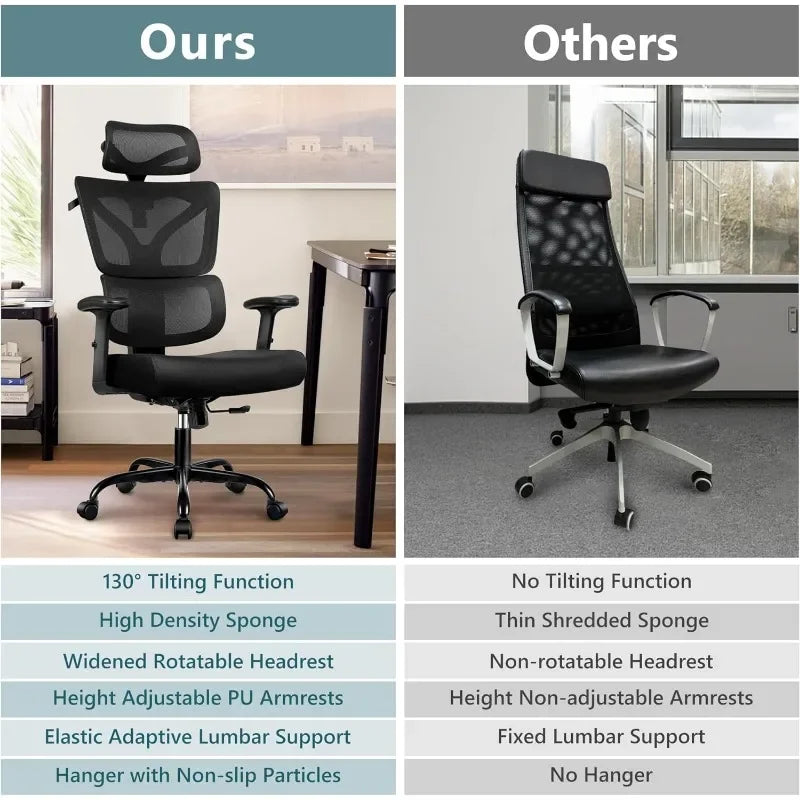 Winrise Office Chair Ergonomic Desk Chair, High Back Gaming Chair, Big and Tall Reclining Comfy Home Office Chair Lumbar