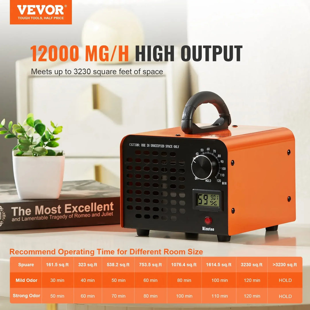 VEVOR Ozone Generator Commercial Ozone Generator Ozone Machine 12000 24000 36000mg/h Odor Remover with 0-120min Timer