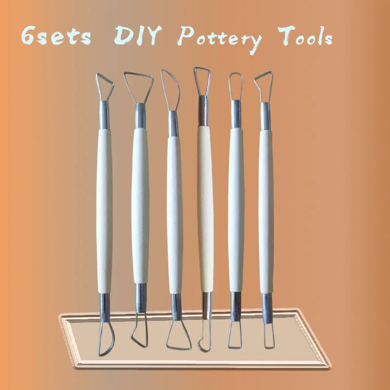 Wholesale 6PCS/SET Wooden Handle & Multiple Shapes Metal Blade Pottery Sculpture Clay Tools  FAST DELIVERY