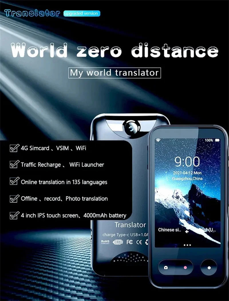 2024 New T7 Portable Audio Translator 138 Language Smart Translator Offline In Real Time Smart Voice AI Voice Photo Translator