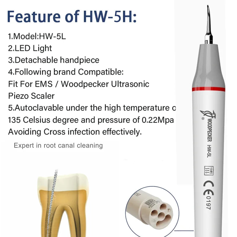 Woodpecker Dental Ultrasonic Scaler Handpiece Ultrasound dental Scaling Handle HW-5L/HW-3H/EMS for Ultrasonic Scaler cleaning