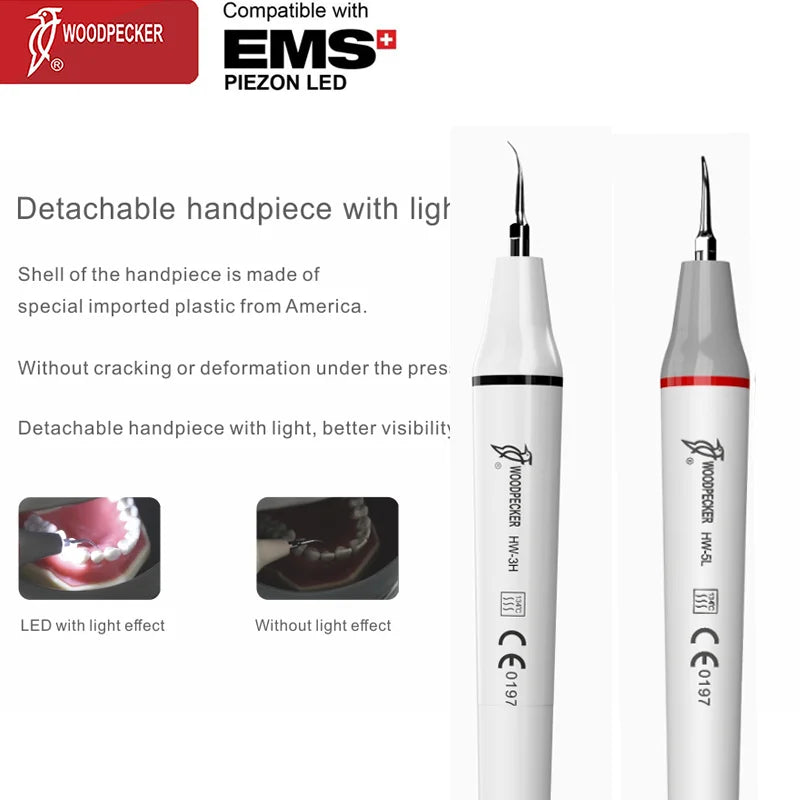 Woodpecker Dental Ultrasonic Scaler Handpiece Ultrasound dental Scaling Handle HW-5L/HW-3H/EMS for Ultrasonic Scaler cleaning