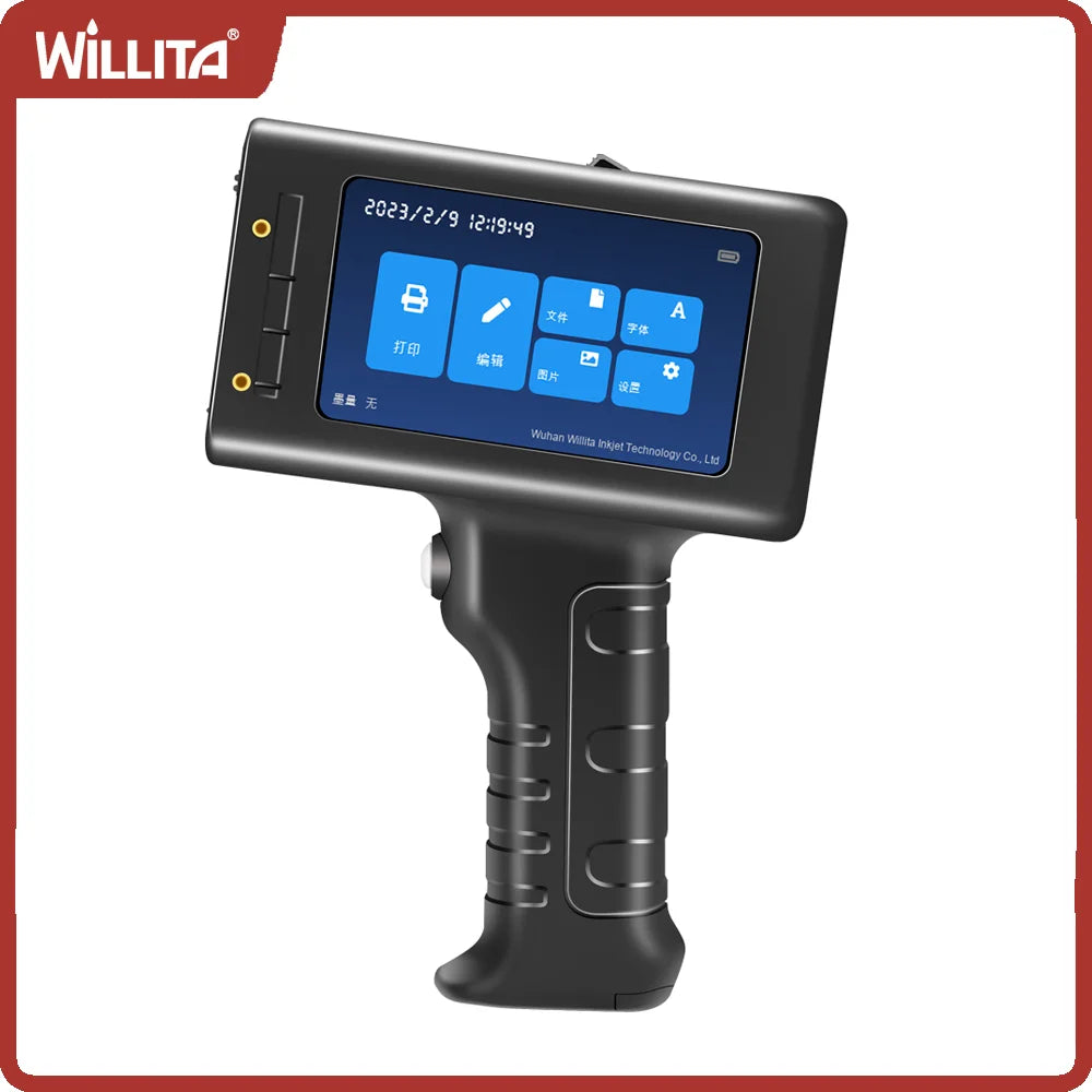 Willita 12.7mm Label Printer Handheld Inkjet Printer QR Bar Batch Code Date Number Logo Expiry Date Coding Machine For Glass