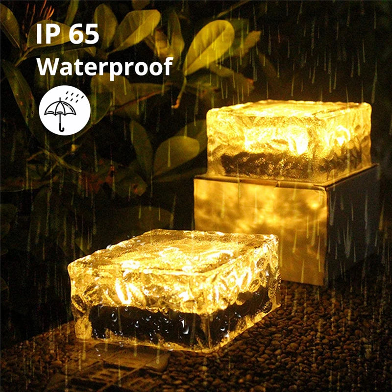 1/2/4PCS Solar Led Ice Cube Brick Lights Outdoor Waterproof Path Stair Step LED Sunlight Solar Light Garden Yard Landscape Lamp