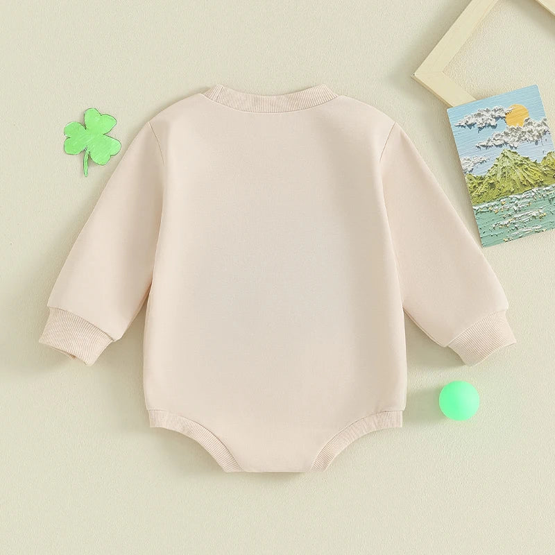 2023-11-13 Lioraitiin Newborn Baby Boy Girl St Patricks Day Outfit Green Four Leaf Clover Bubble Romper Lucky Shamrock Jumpsuit