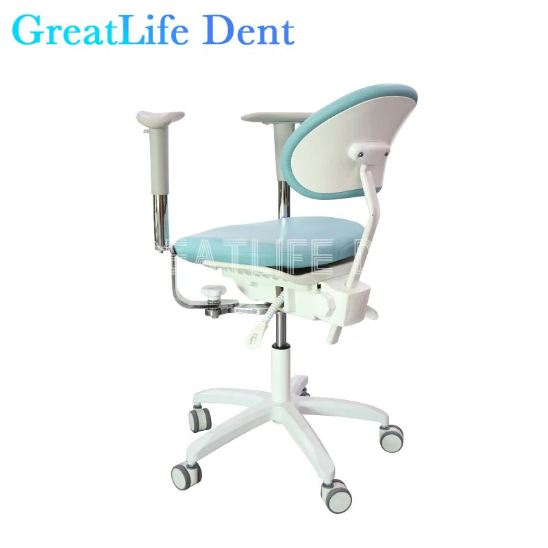 GreatLife Dental Stool Armrest Medical Ergonomic Pu Leather Seat Doctor Lift Adjustable Back Rest Swivel Design Dentist Chair