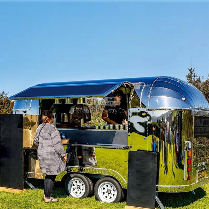 DOT/CE Airstream Food Truck Coffee Catering Mobile Bar Concession Food Trailer Caravan with Full Kitchen Equipments