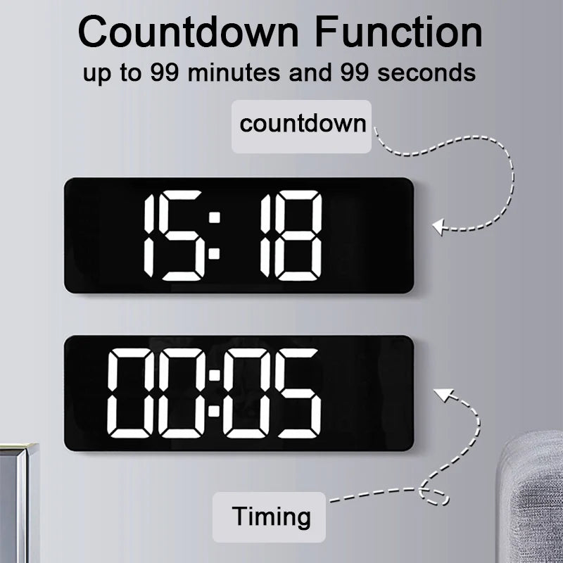 Wall-mounted Digital Wall Clock With Remote Control Large Wall Clocks Temp Date Week Display Power Off Dual Alarms Table Clock