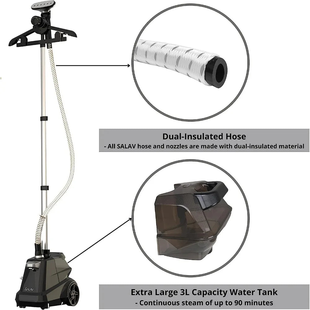 2023 New SALAV X3A Heavy Duty Commercial Full-Size Garment Steamer with Foot Pedals and Extra Large 3L (101.5 Oz) Water Tank