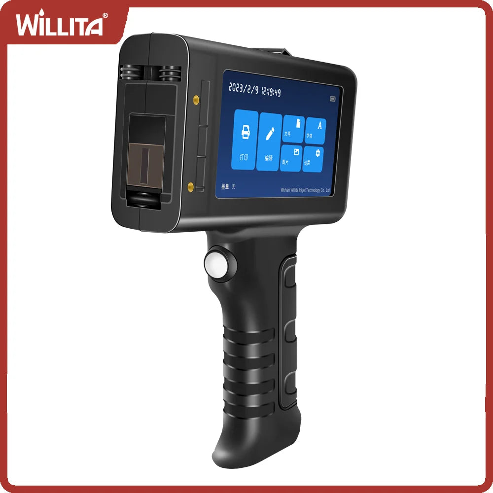 Willita 12.7mm Label Printer Handheld Inkjet Printer QR Bar Batch Code Date Number Logo Expiry Date Coding Machine For Glass