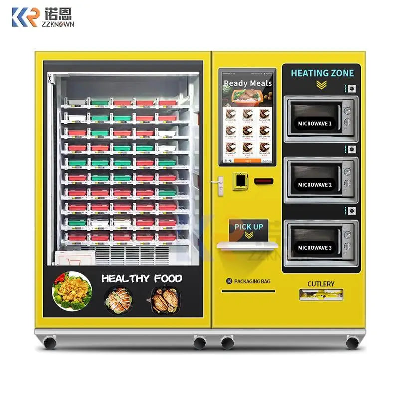 Microwave Heating Hot Food Vending Machine Automatic Fast Food Vending Machine For Meals Soup Hamburger Lunch Box Frozen Food