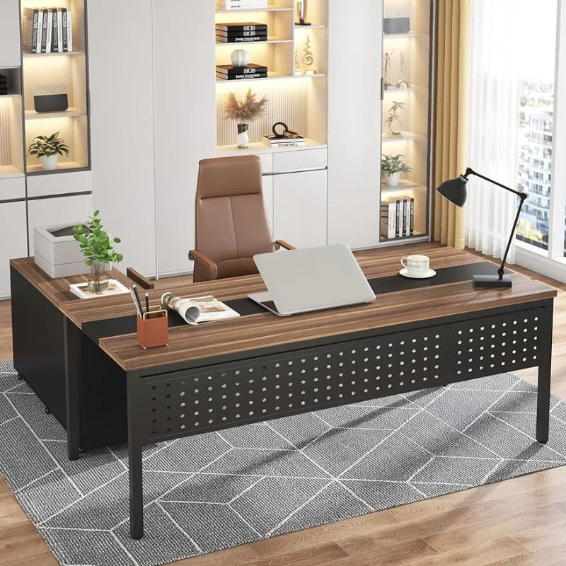 Tribesigns 70.8" Large Executive Office Desk and 47" Lateral File Cabinet Combo, L-Shaped Computer Desk 2 Piece Business