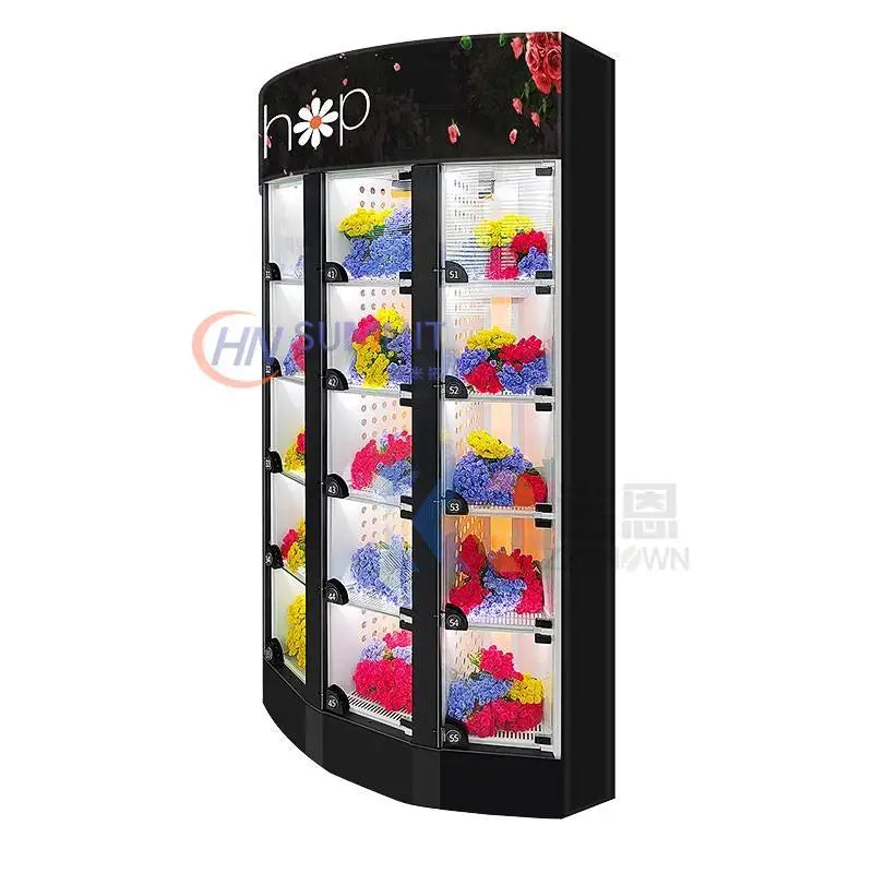 Rose Flower Vending Machine Automatic Rose Bouquet Smart Fridge Locker Vending Machine With 30 Windows