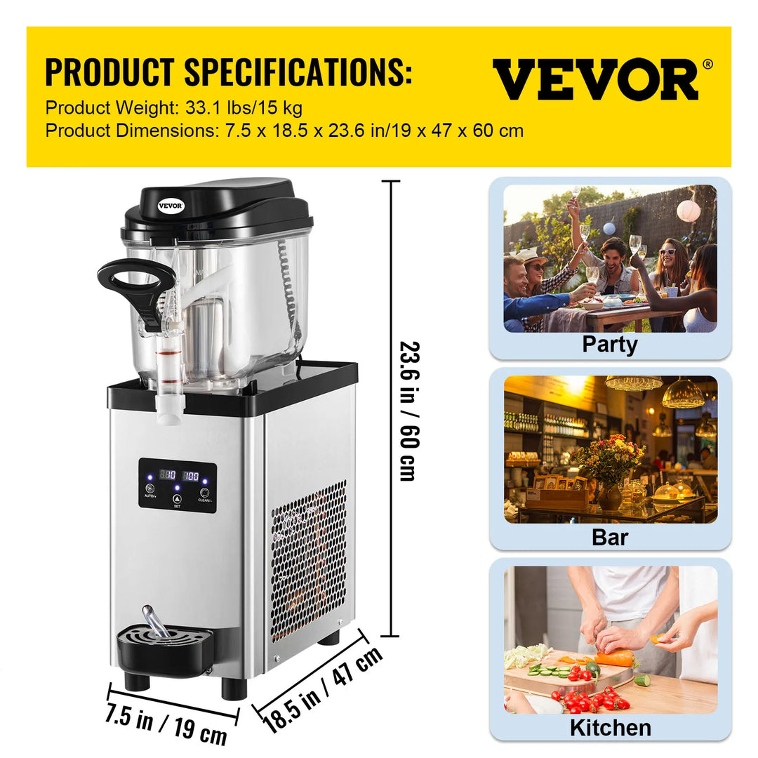 VEVOR 6L Commercial Slushy Machine Slushy Maker with Automatic Speed Control Vending Machine Drink Dispenser for Reastaurant Bar