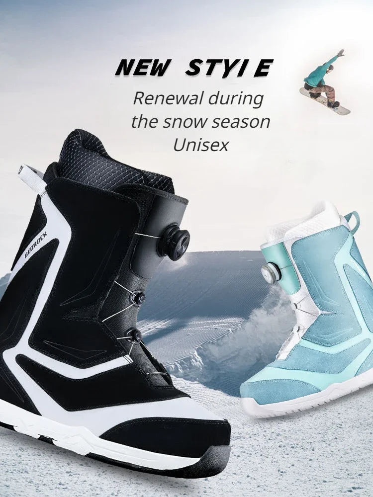 2024 New Reverse Fur Snowboarding Shoes Leather Snowboarding Boots Steel Wire Buckle Quick Wear Snowshoes Outdoor Waterproof Kit