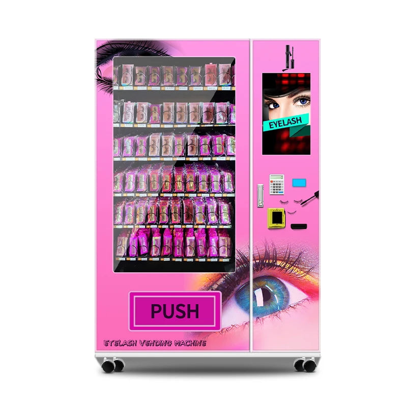 Hot Sell Touch Screen Vending Machines Eyelashes Lapbalm Eyeliners Vending Machine With Adjustable Trays