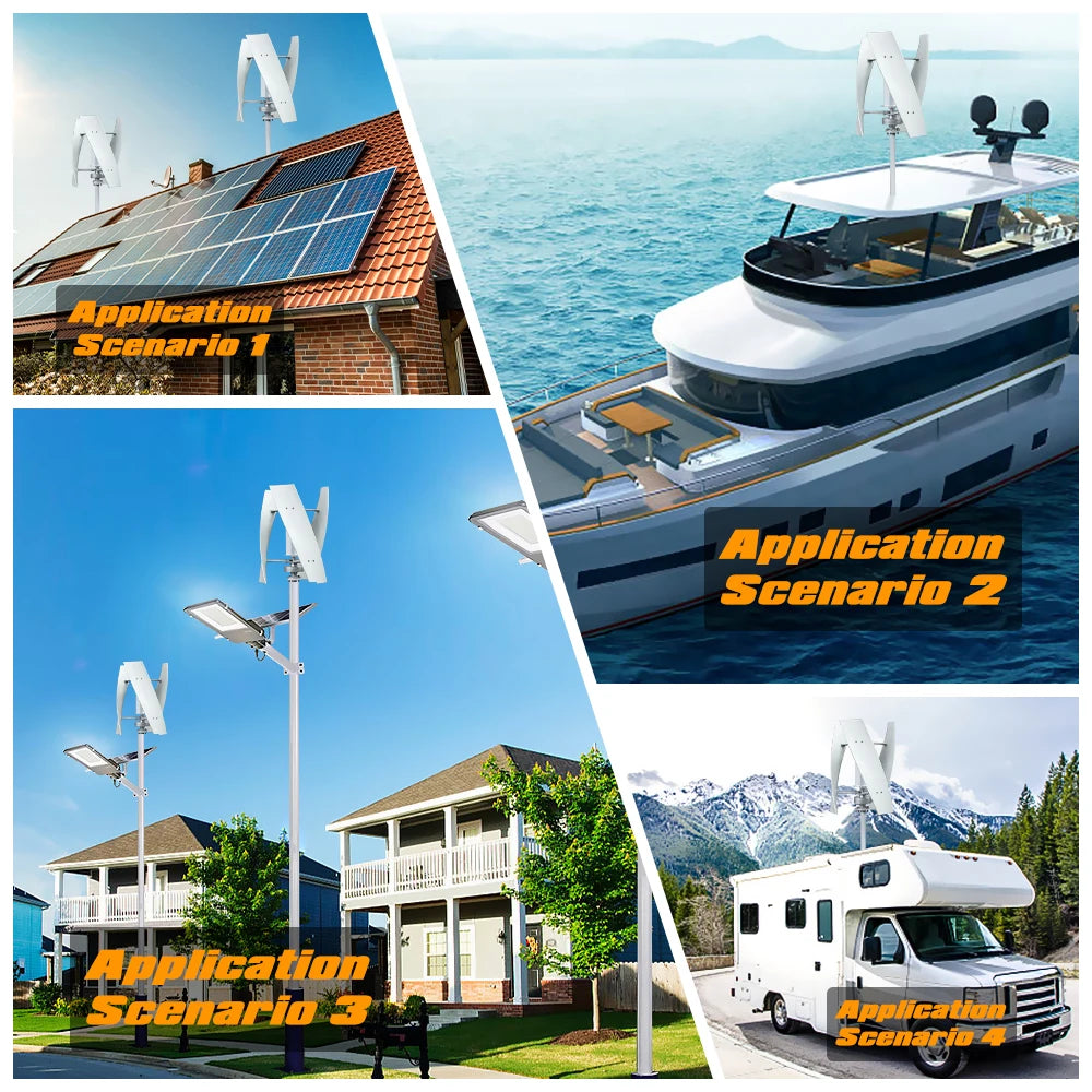 2000w Vertical Axis Wind Turbine 48V Alternative Energy Generator 220v AC Output Household Complete Kit with Controller Inverter