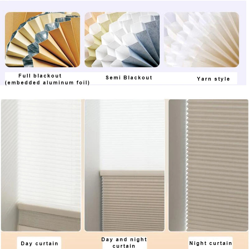 Customize Smart Motorized Double Cellular Shade, Blackout Automatic Day And Night Honeycomb Window Blinds  with Remote Control