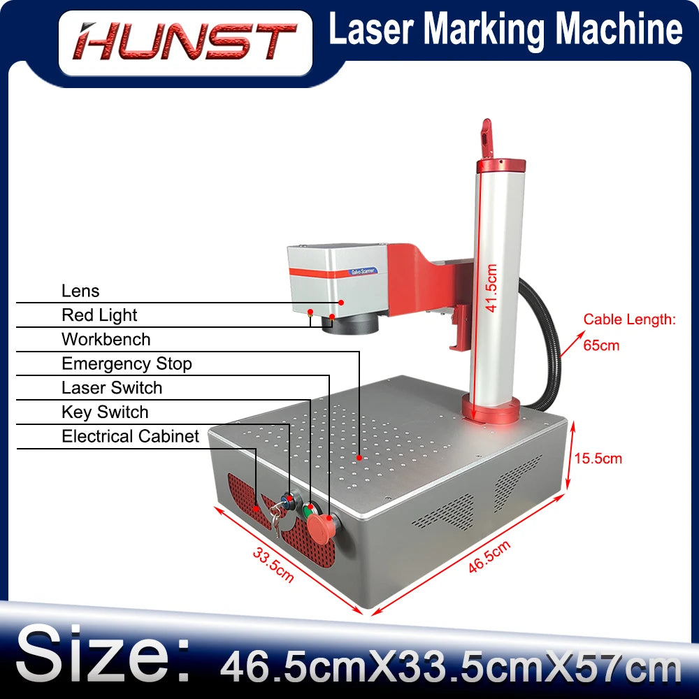 Hunst Small Laser Marking Machine MAX 30W Portable Foldable Mini Fiber Engraver for DIY Marking Gift Metal Jewelry Engraving