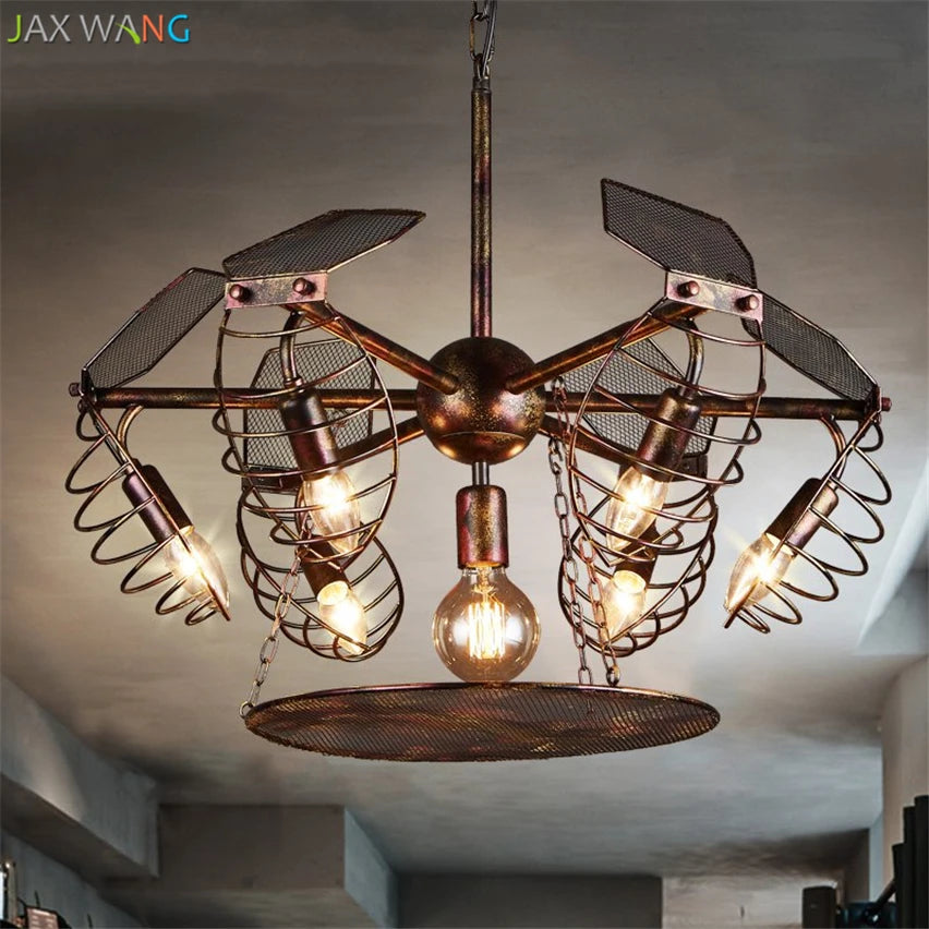 JW Industrial Satellite Retro Iron Chandeliers Nostalgic Chandeliers for Living Room Studio Bar Indoor Lighting Fixtures Decor