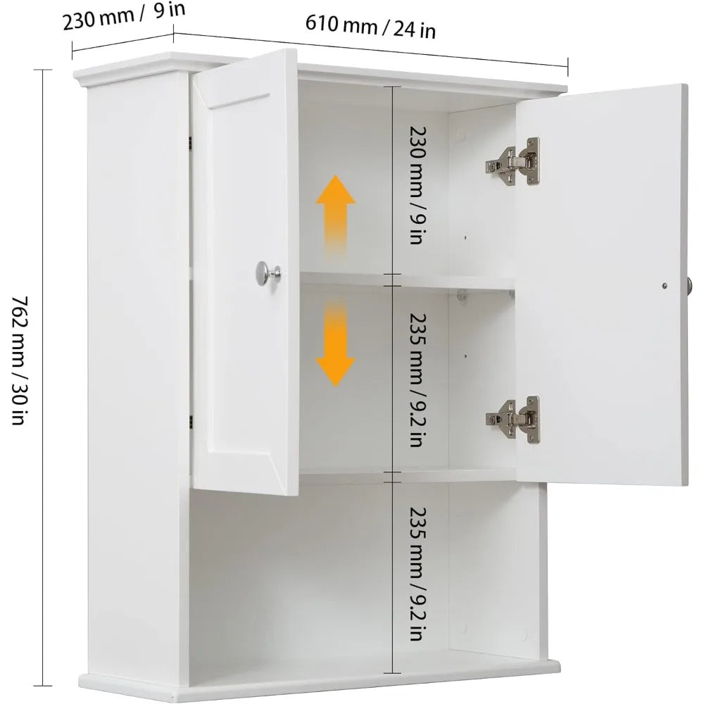 White Bathroom Wall Cabinet The Storage Cabinet , Wood Medicine Cabinets Wall Mounted Bathroom Cabinet with Doors , Laundry Room