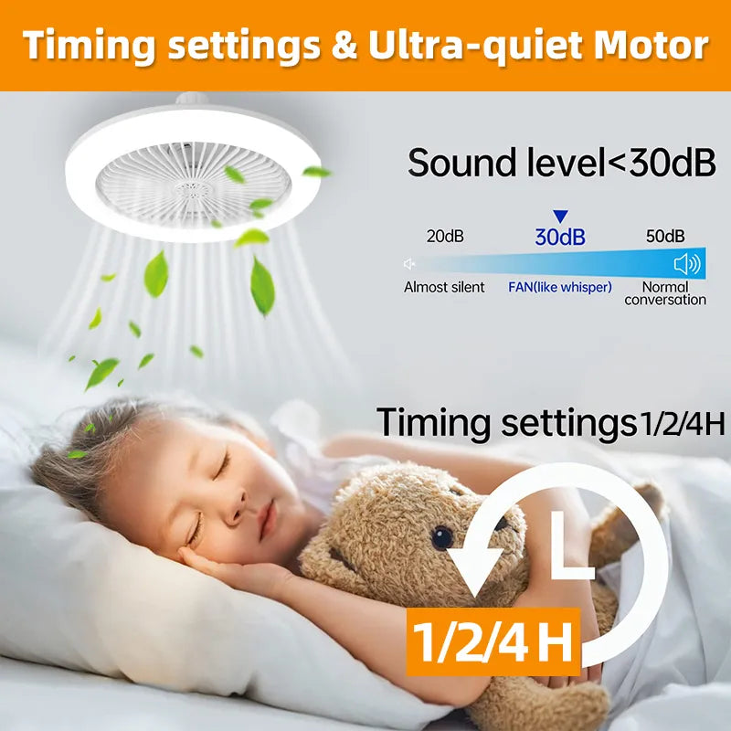 Luster Silent Ceiling Fan Light with Remote Lamp, E27 Control, Bedroom, Living, Home, Lighting Source, Ac85-265v  Ceiling Fan