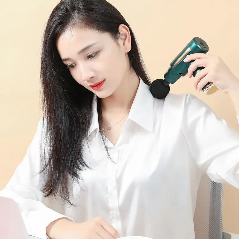 2024 Professional Mini 4 Head Massage Fascia Gun Powerful Relaxation Treatme Massager Deep Tissue Fascial  Wireless Jet Air Gun