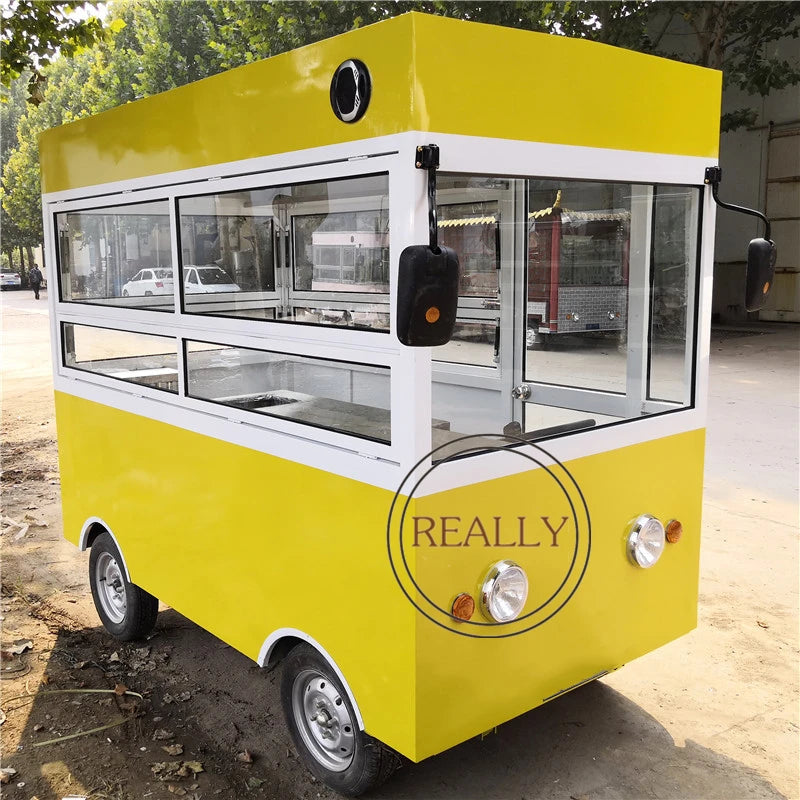 Street Mobile Fast Food Truck Coffee Bubble Tea Vending Kiosk With Catering Equipment Small Hotdog Square Dinning Car