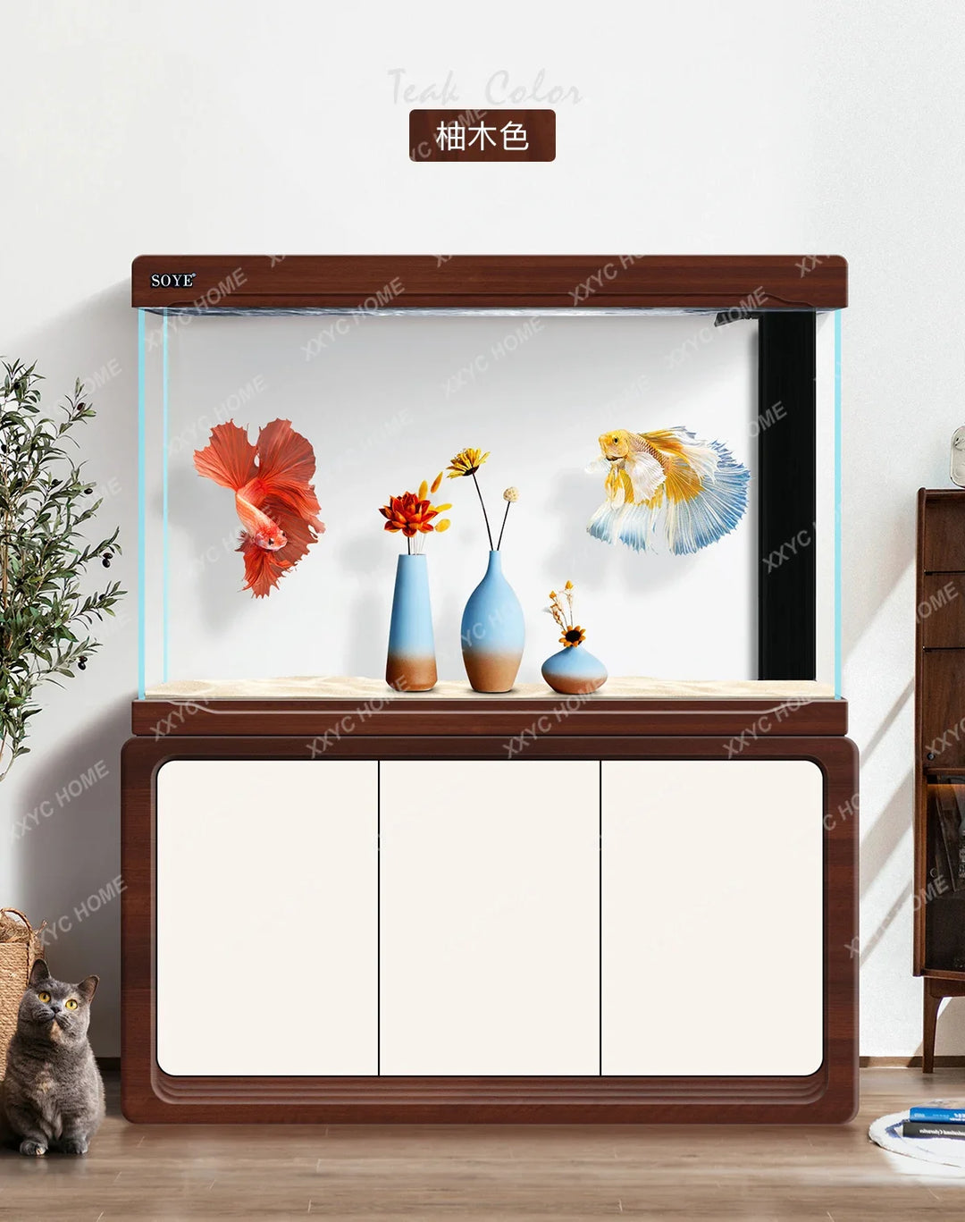 Living Room Large Super White Aquarium Ecological Partition Screens Smart Bottom Filter Home