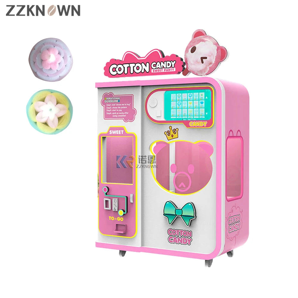 Marshmallow Fully Automatic Snack Machine Cotton Candied Vending Machine For Amusement Center