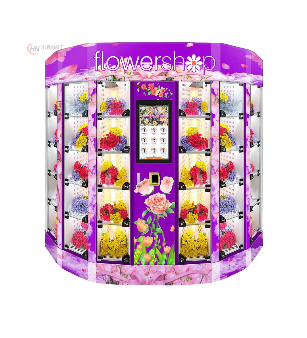 Rose Flower Vending Machine Automatic Rose Bouquet Smart Fridge Locker Vending Machine With 30 Windows