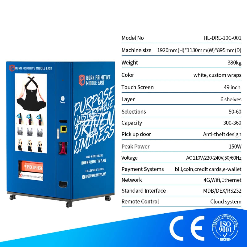 Electronic Big Touch Screen Clothes vending machine Automatic Clothing Vending Machine with Advertising Screen