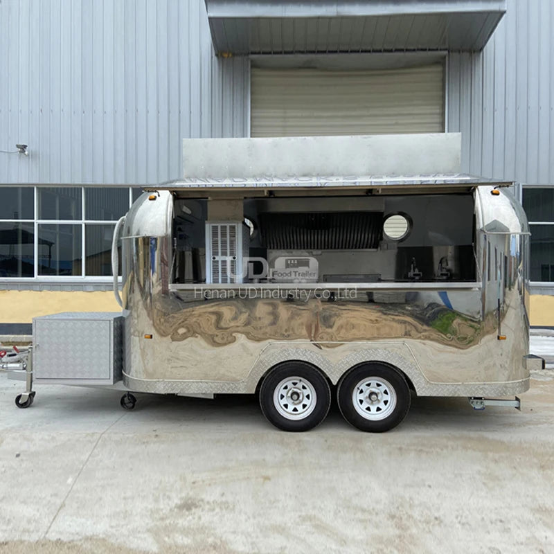 DOT/CE Airstream Food Truck Coffee Catering Mobile Bar Concession Food Trailer Caravan with Full Kitchen Equipments