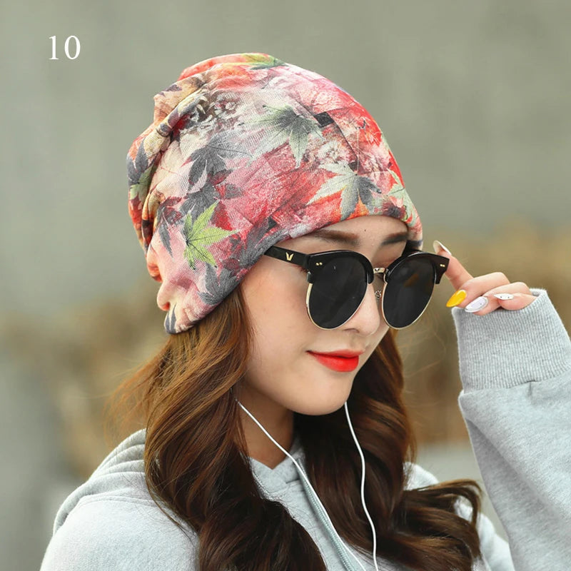 Women's Beanies Caps Printed Pullover Cap Chemotherapy Cap Pile Pile Cap Outdoor Hat Turban Cap Spring and Summer Breathable Cap