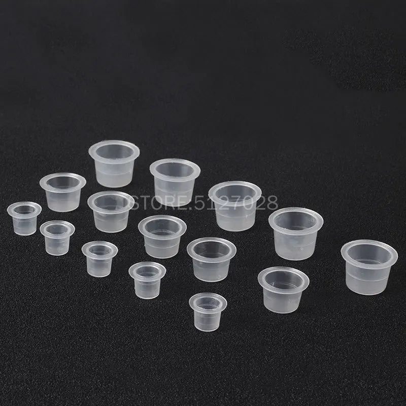 100Pcs Plastic Microblading Tattoo Ink Cup Cap Pigment Clear Holder Container S/M/L Size For Needle Tip Grip Tattoo Supplis